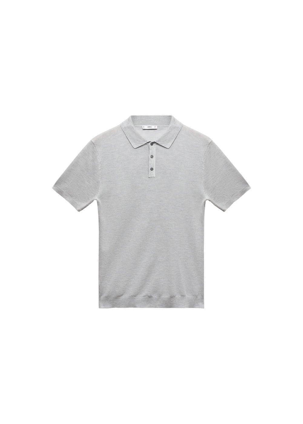 MANGO MAN - Buttoned micro-structure knitted polo shirt light heather greyMen Product Image