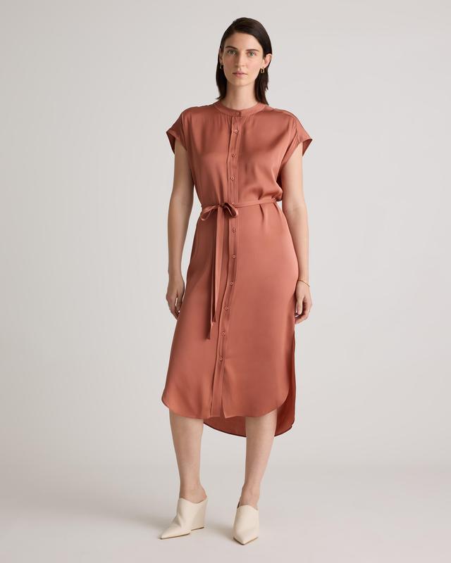 Washable Stretch Silk Midi Shirt Dress Product Image