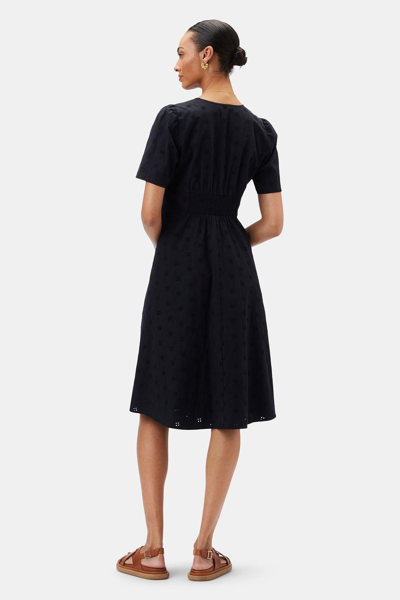 Violette Organic Cotton Eyelet Dress - Black Product Image