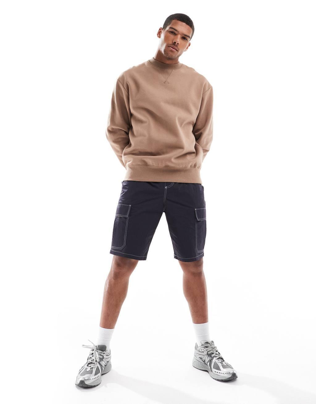 ASOS DESIGN premium heavyweight oversized sweatshirt in beige product image