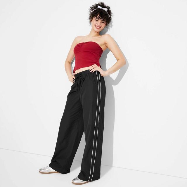 Women's Game Day Mid-Rise Wide Leg Track Pants - Wild Fable™ Black XXS Product Image