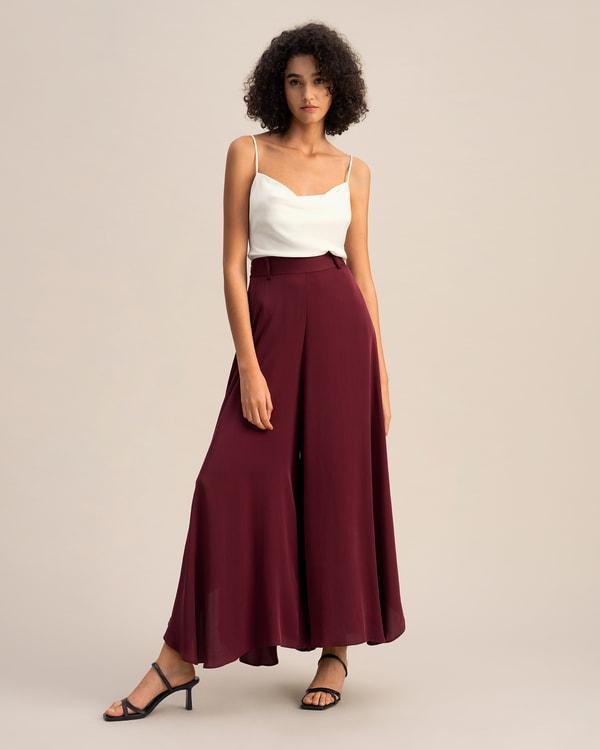 Wide-Legged Silk Fig Pants Product Image