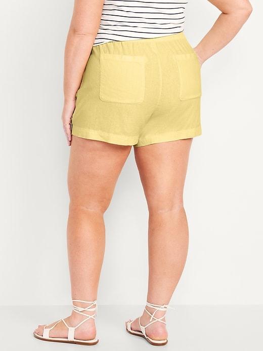 High-Waisted Linen-Blend Pull-On Shorts -- 3.5-inch inseam Product Image