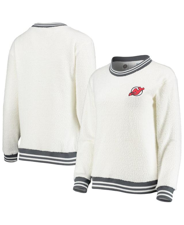 Womens Concepts Sport Cream and Charcoal New Jersey Devils Granite Sherpa Pullover Sweatshirt - Cream Product Image