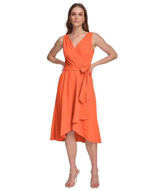 Women's Sleeveless Faux-Wrap Dress Product Image