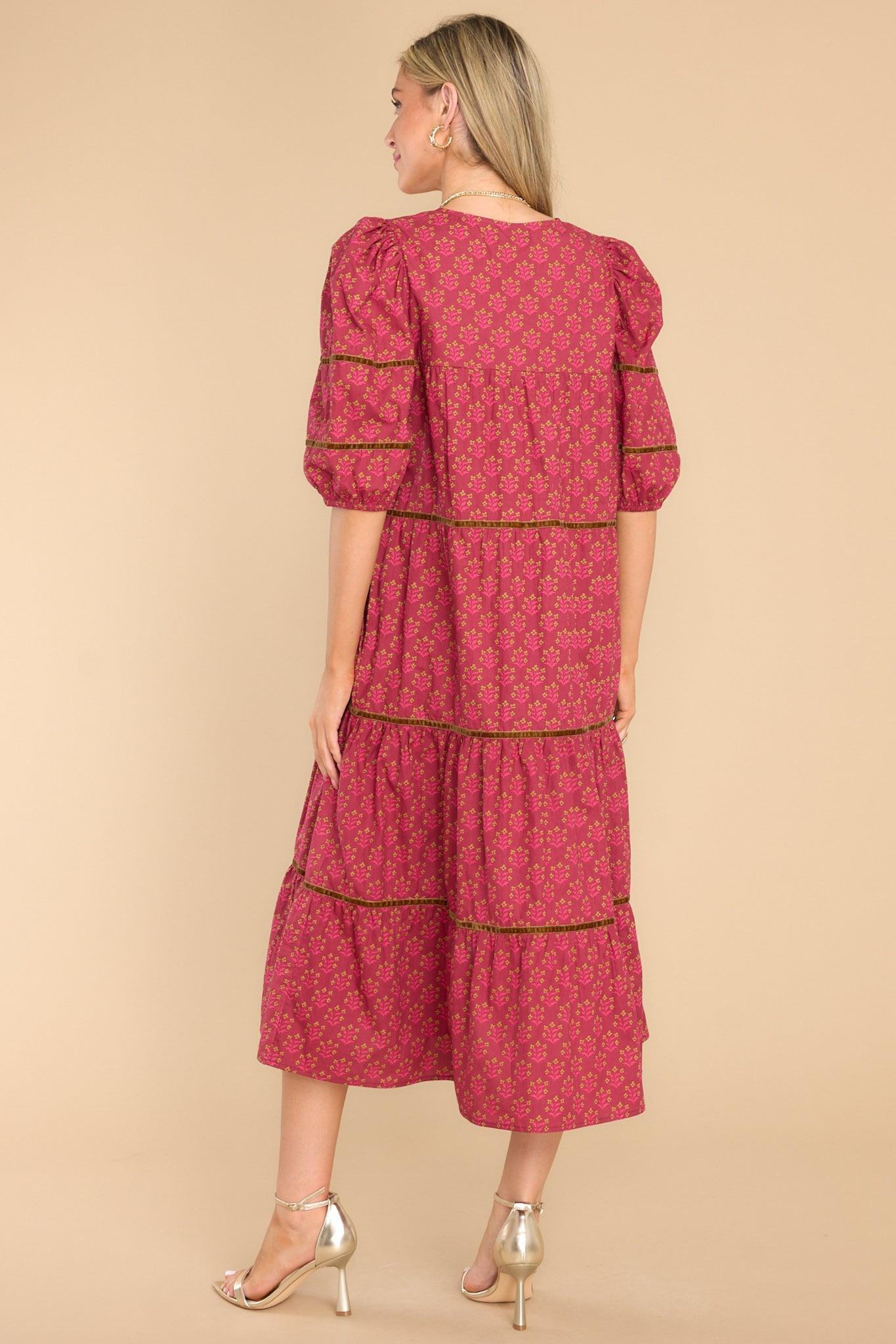 Georgia Indian Bloom Midi Dress Red Product Image