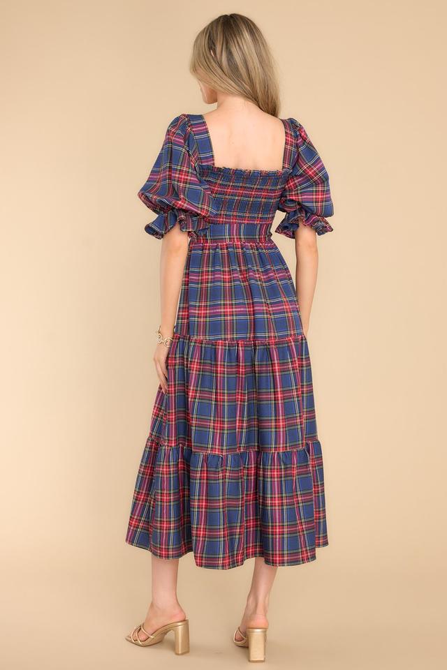 Wishful Wonderland Navy Plaid Midi Dress Product Image