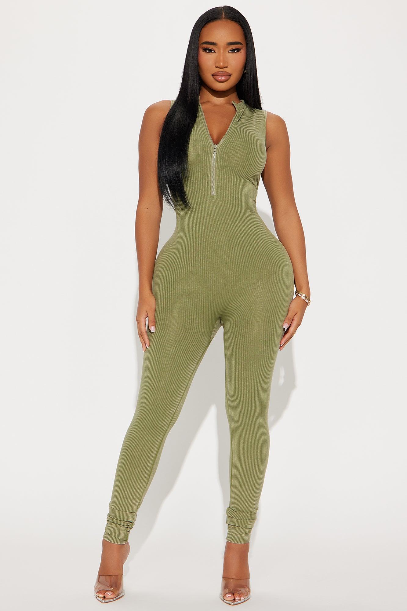 Sandy Washed Seamless Jumpsuit - Olive Product Image