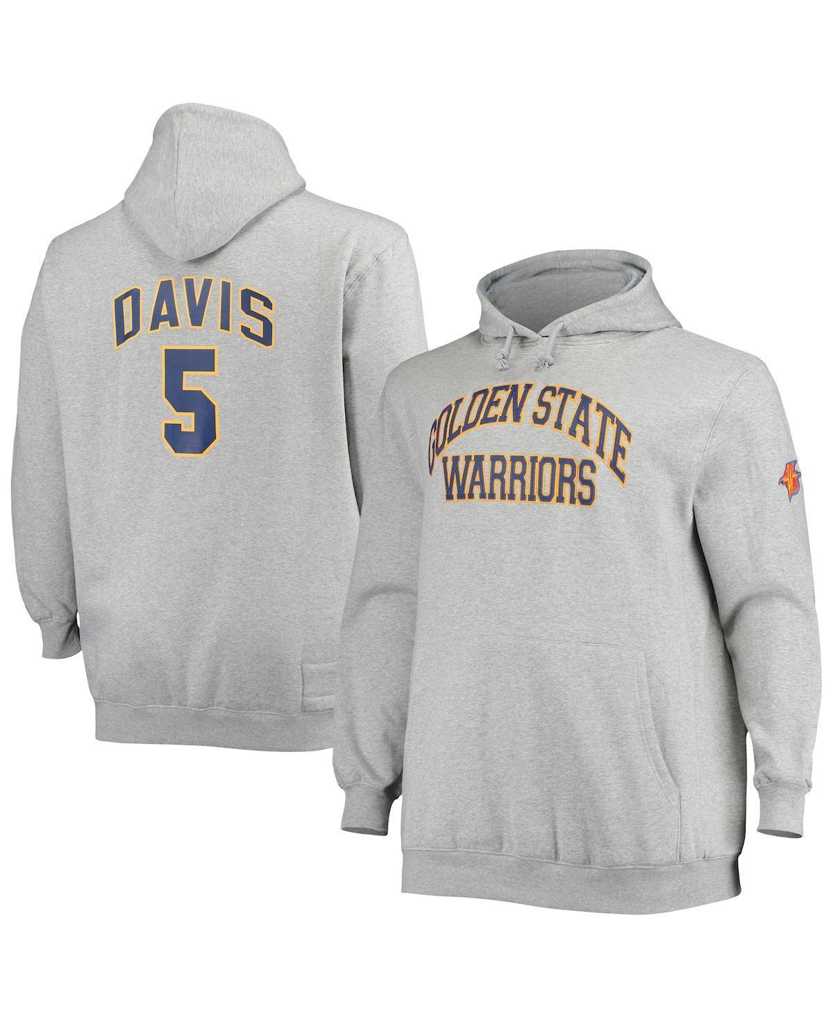 Mens Mitchell & Ness Baron Davis Heathered Gray Golden State Warriors Big & Tall Name & Number Pullover Hoodie Product Image