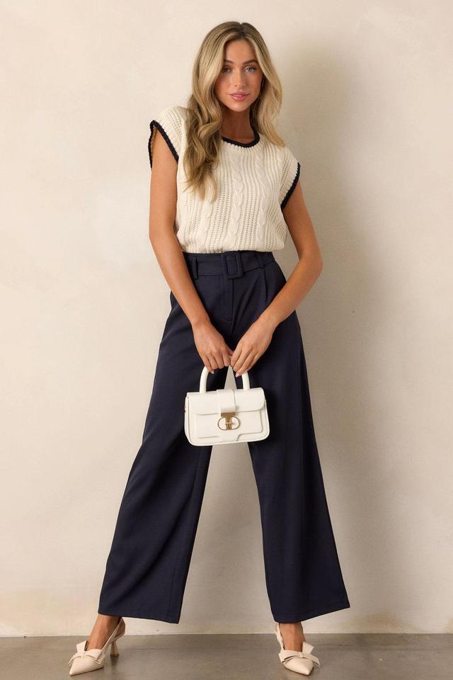 Gone Again Navy Belted Pants Product Image