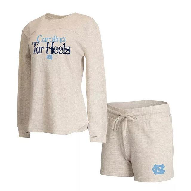 Womens Concepts Sport Cream North Carolina Tar Heels Waffle Fabric Long Sleeve T-Shirt & Shorts Set Product Image