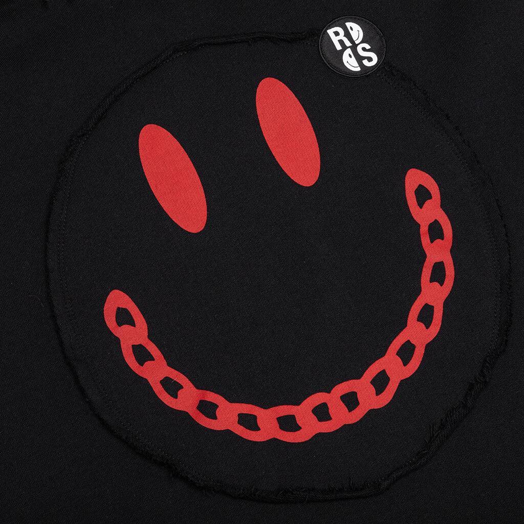 Raf Simons x Smiley Print Destroy Washed Regular Fit Hoodie - Black Male Product Image