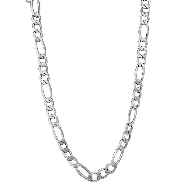 Mens 10k Gold Figaro Chain Necklace, Size: 24, White Product Image