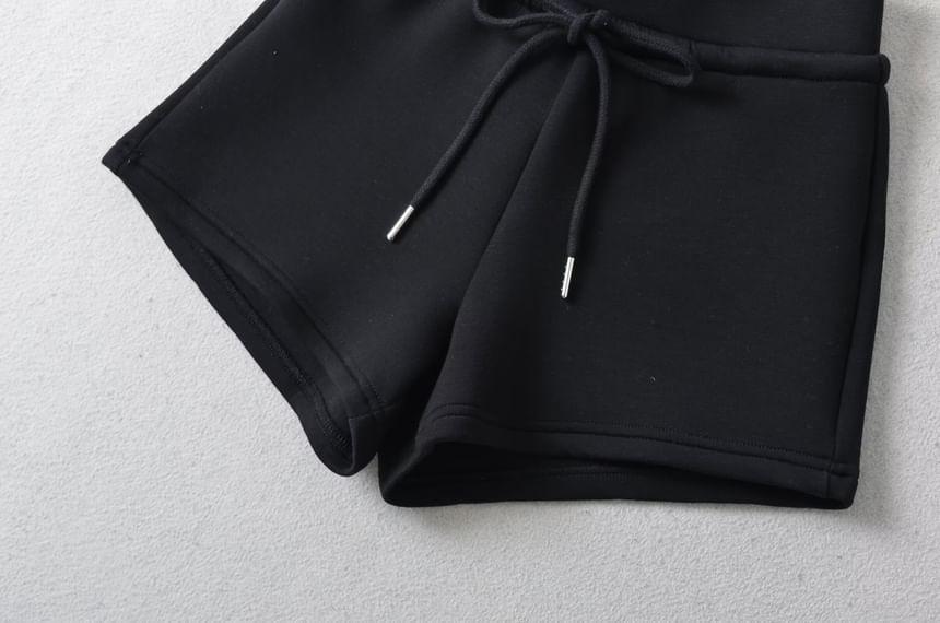 Drawstring Waist Plain Sweat Shorts Product Image