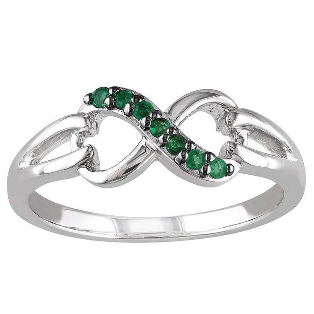 Stella Grace Sterling Silver Emerald Infinity Ring, Womens Product Image