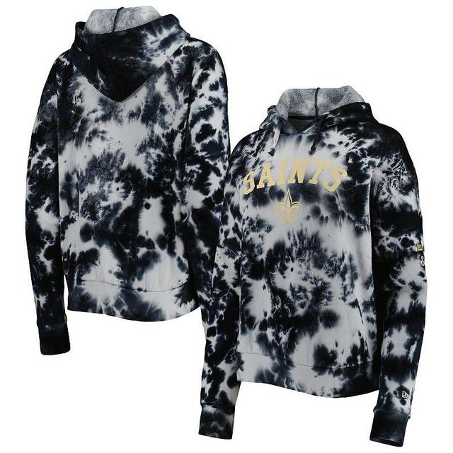 Womens New Era Black New Orleans Saints Cloud Dye Fleece Pullover Hoodie Product Image