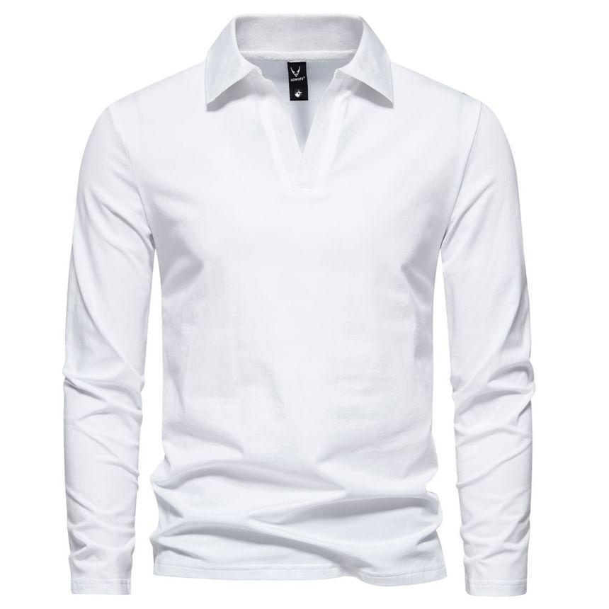 Long-Sleeve Plain Polo Shirt product image