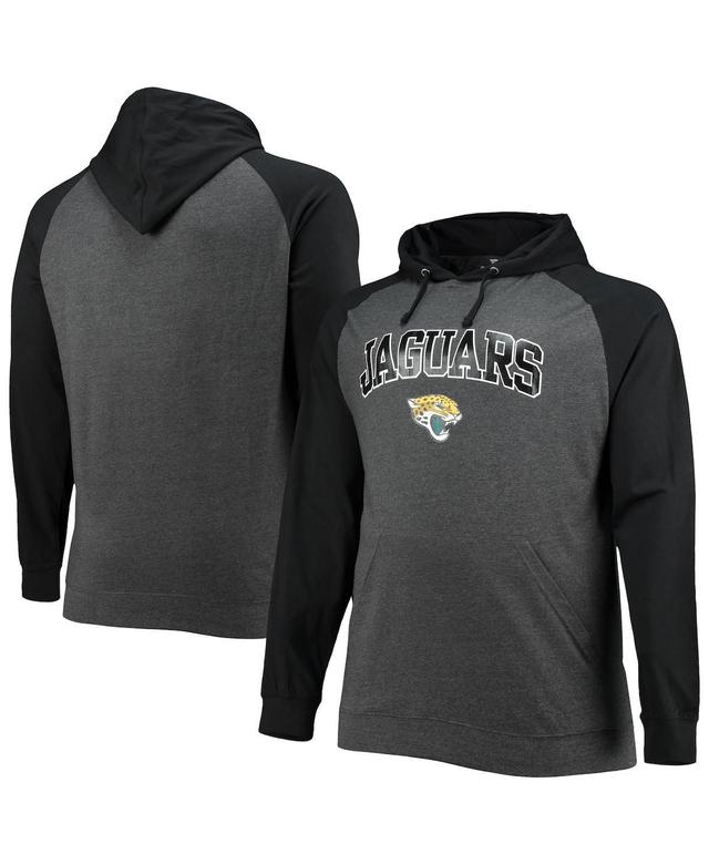 Mens Fanatics Branded Black/Heathered Charcoal Jacksonville Jaguars Big & Tall Lightweight Raglan Pullover Hoodie Product Image