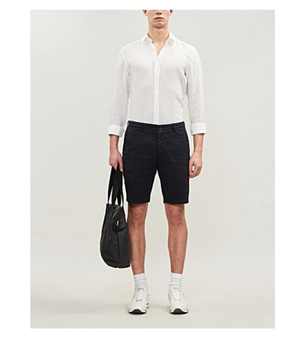 HUGO BOSS Regular-fit Cotton-blend Twill Chino Shorts In Black Product Image