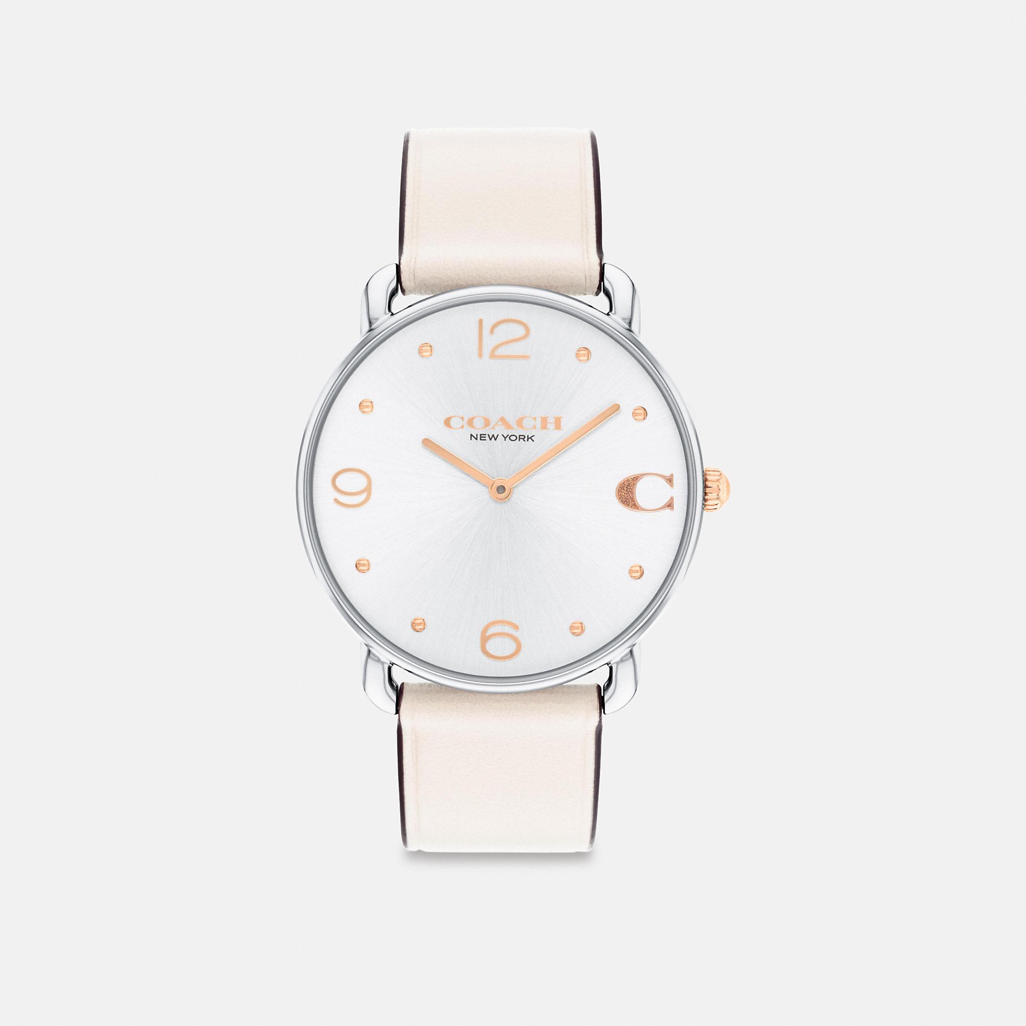 COACH Elliot Silver White Strap Womens Watch Product Image