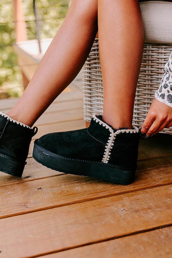 Vermont Vacay Faux Suede Platform Bootie in Black Product Image