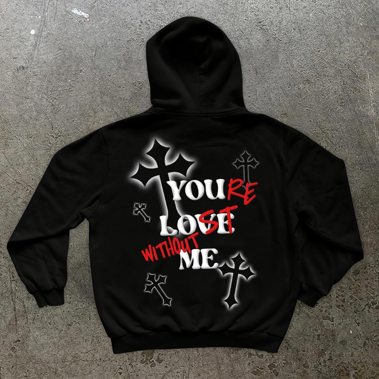 Faith Cross X You Re Lost Without Me Long Sleeve Fleece-Lined Hoodie Product Image