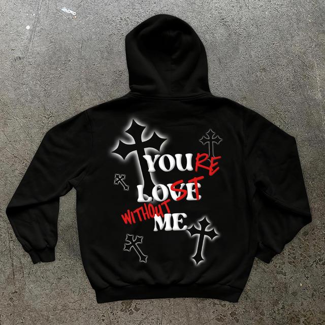 Faith Cross X You Re Lost Without Me Long Sleeve Fleece-Lined Hoodie Product Image