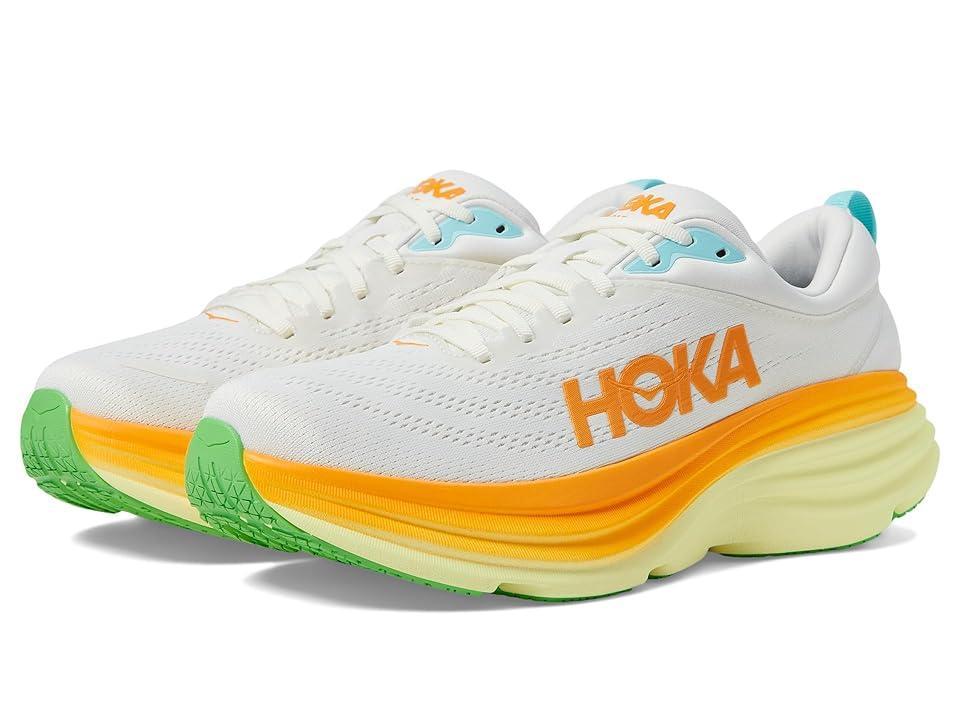 Hoka Men's Bondi 8 (Blanc De Blanc/Solar Flare) Men's Shoes Product Image