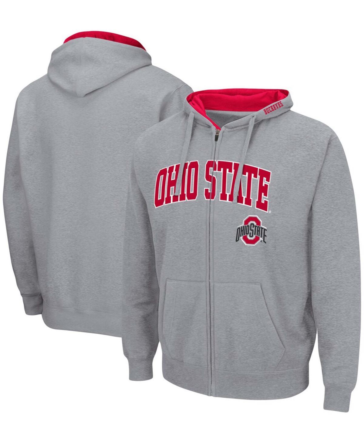 Mens Colosseum Heathered Gray Ohio State Buckeyes Arch & Logo 3.0 Full-Zip Hoodie Product Image