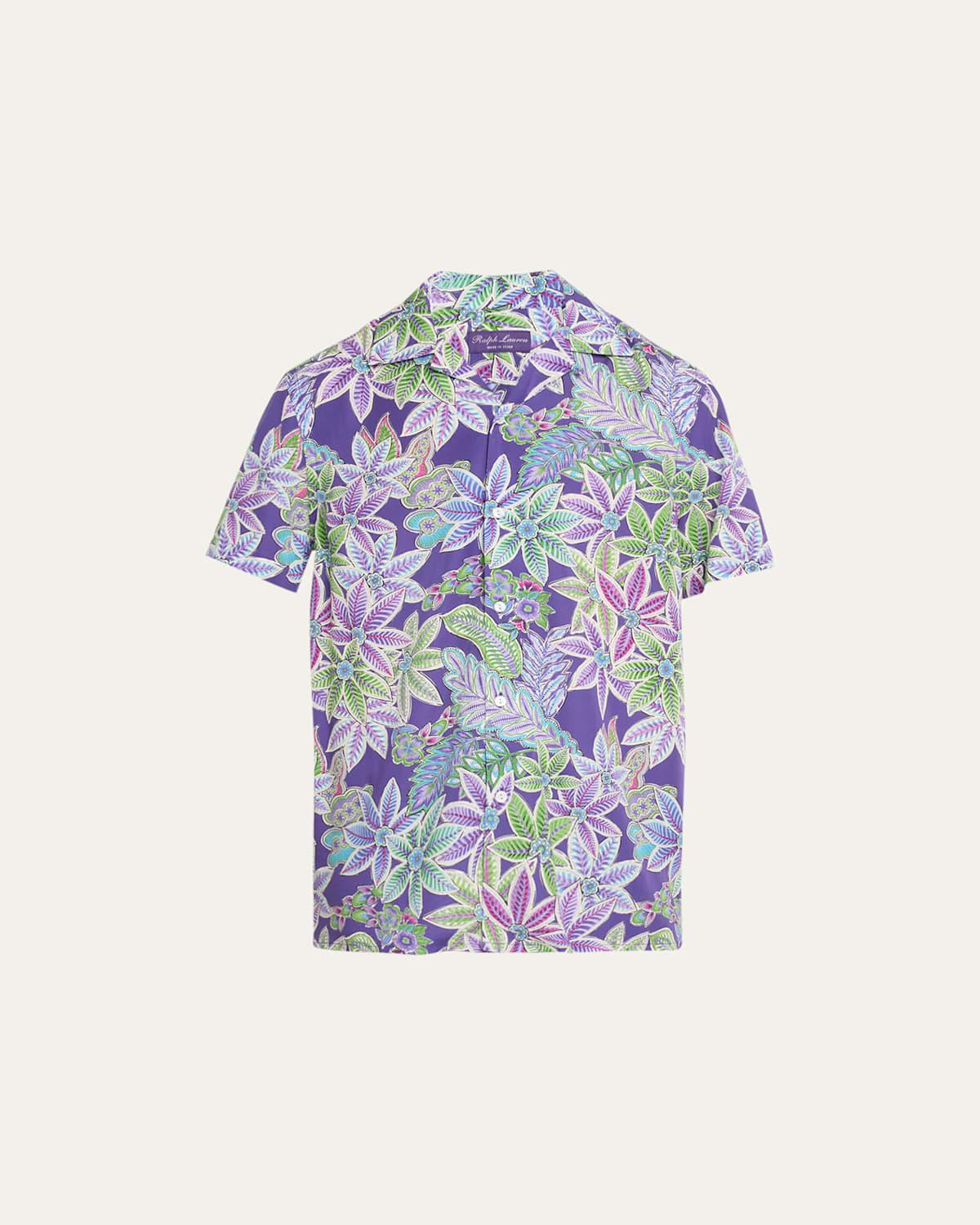 Mens Archer Floral Silk Camp Shirt Product Image