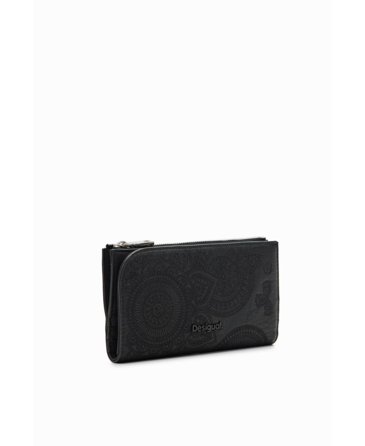 Desigual Womens Large embroidered wallet - Black Product Image