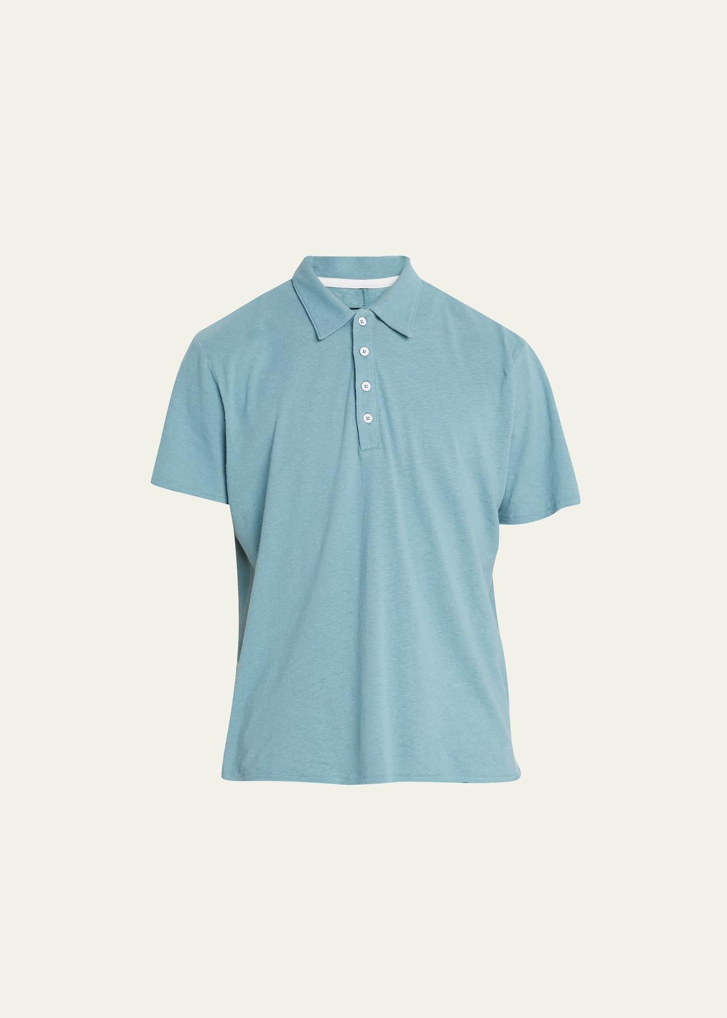 Mens Linen-Blend Polo Shirt Product Image