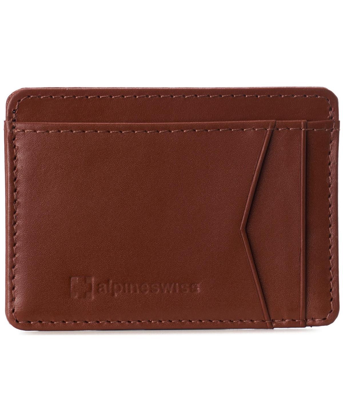 Alpine Swiss Mens Rfid Safe Front Pocket Wallet Smooth Leather Slim Card Holder - Gray Product Image