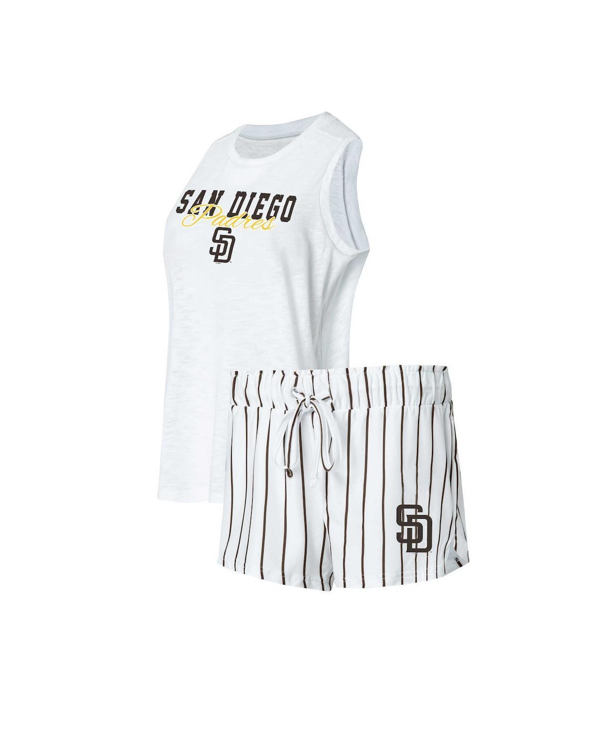 Womens Concepts Sport White San Diego Padres Reel Pinstripe Tank Top and Shorts Sleep Set Product Image