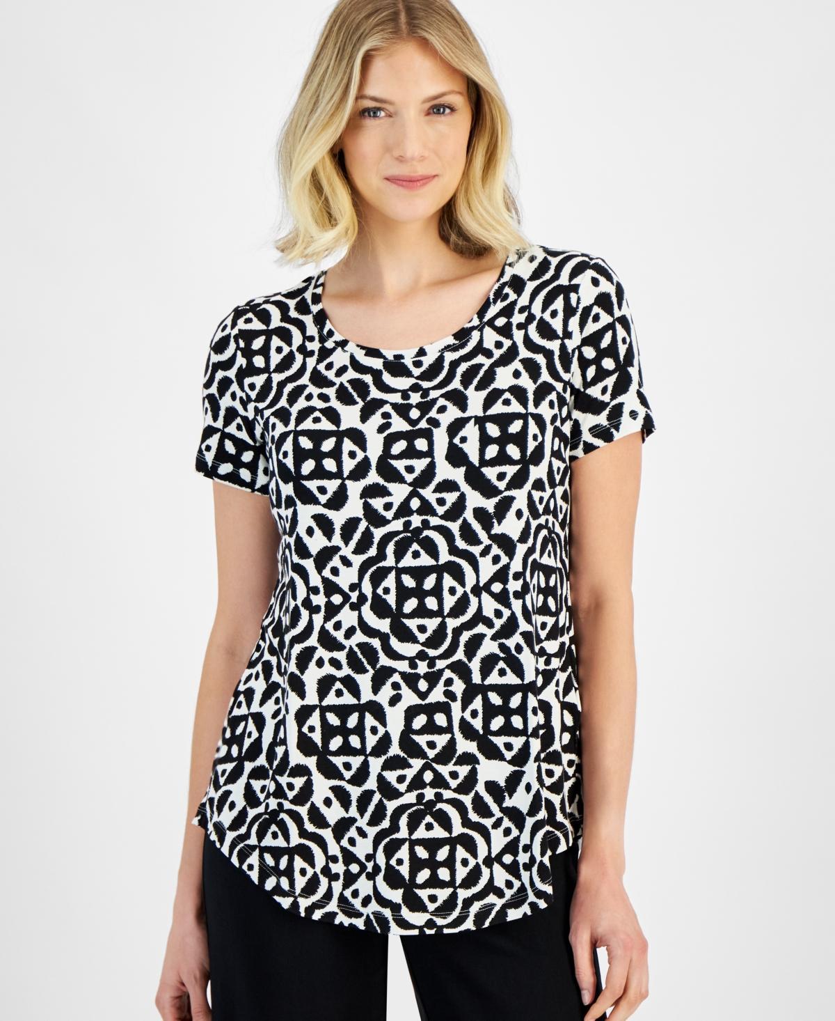 Women's Printed Scoop-Neck Short-Sleeve Top, Created for Macy's  Product Image