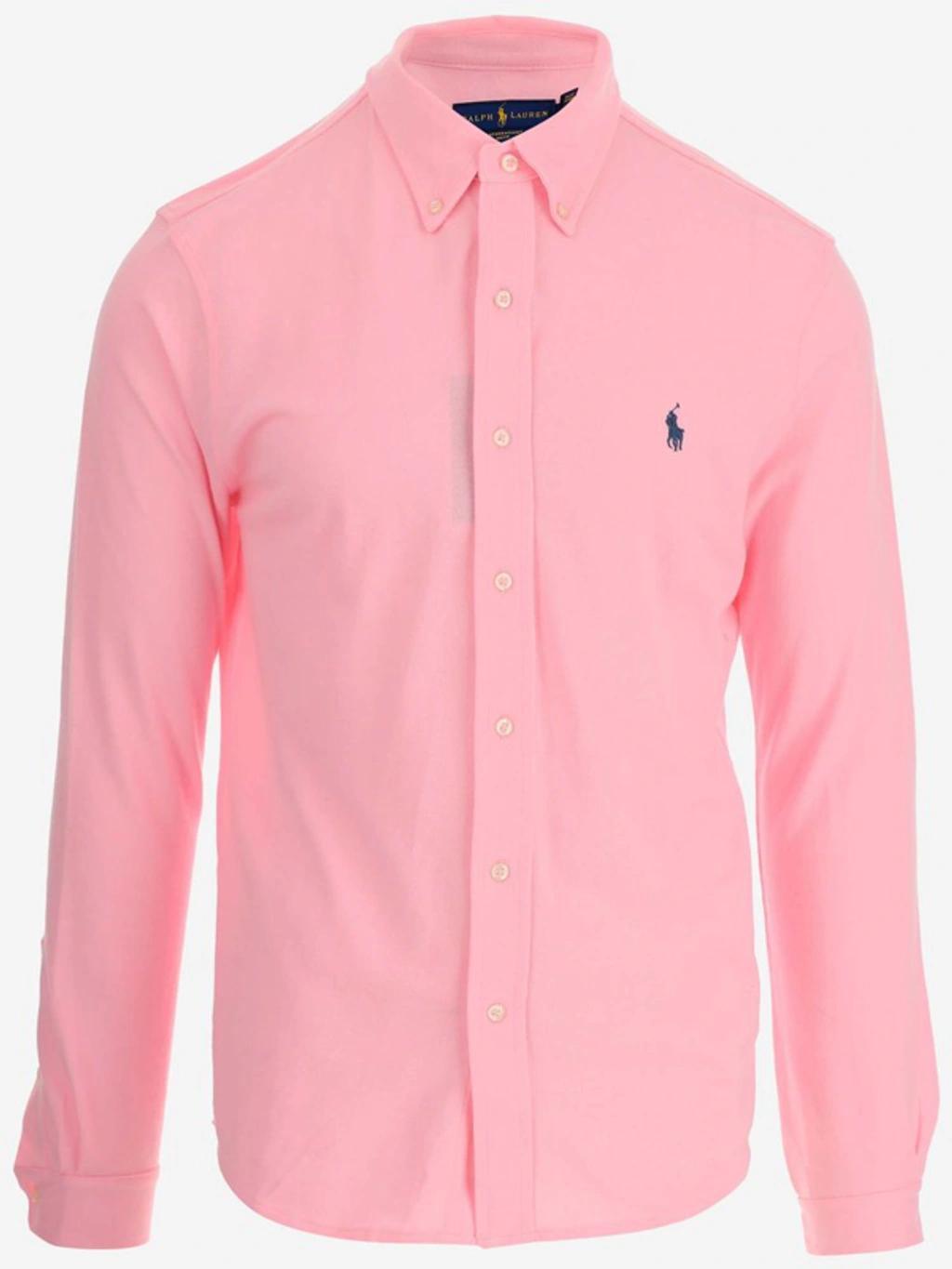 Logo Embroidered Shirt In Pink Product Image