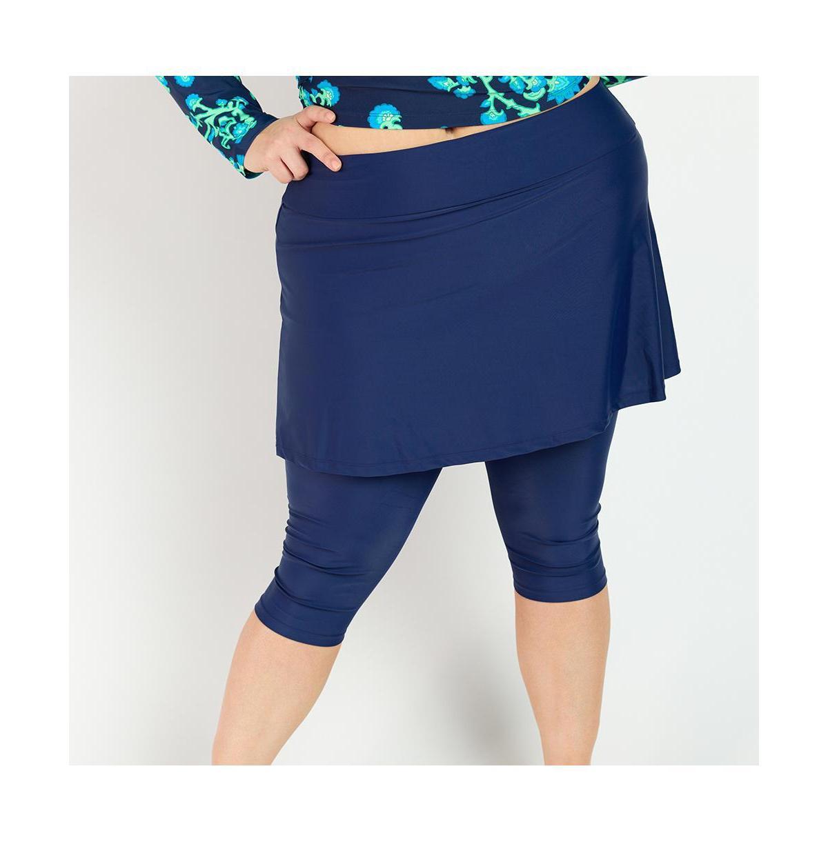 Calypsa Womens Plus Size Flared Swim Skort With Capri Leggings Product Image