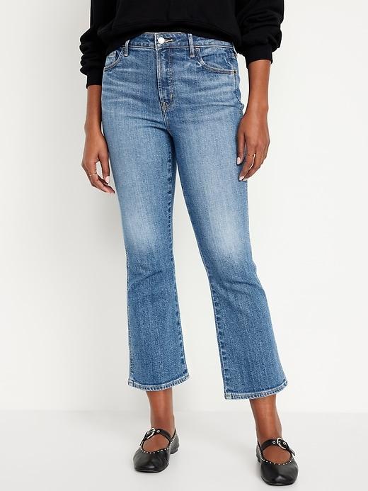 High-Waisted Vintage Crop Flare Jeans Product Image