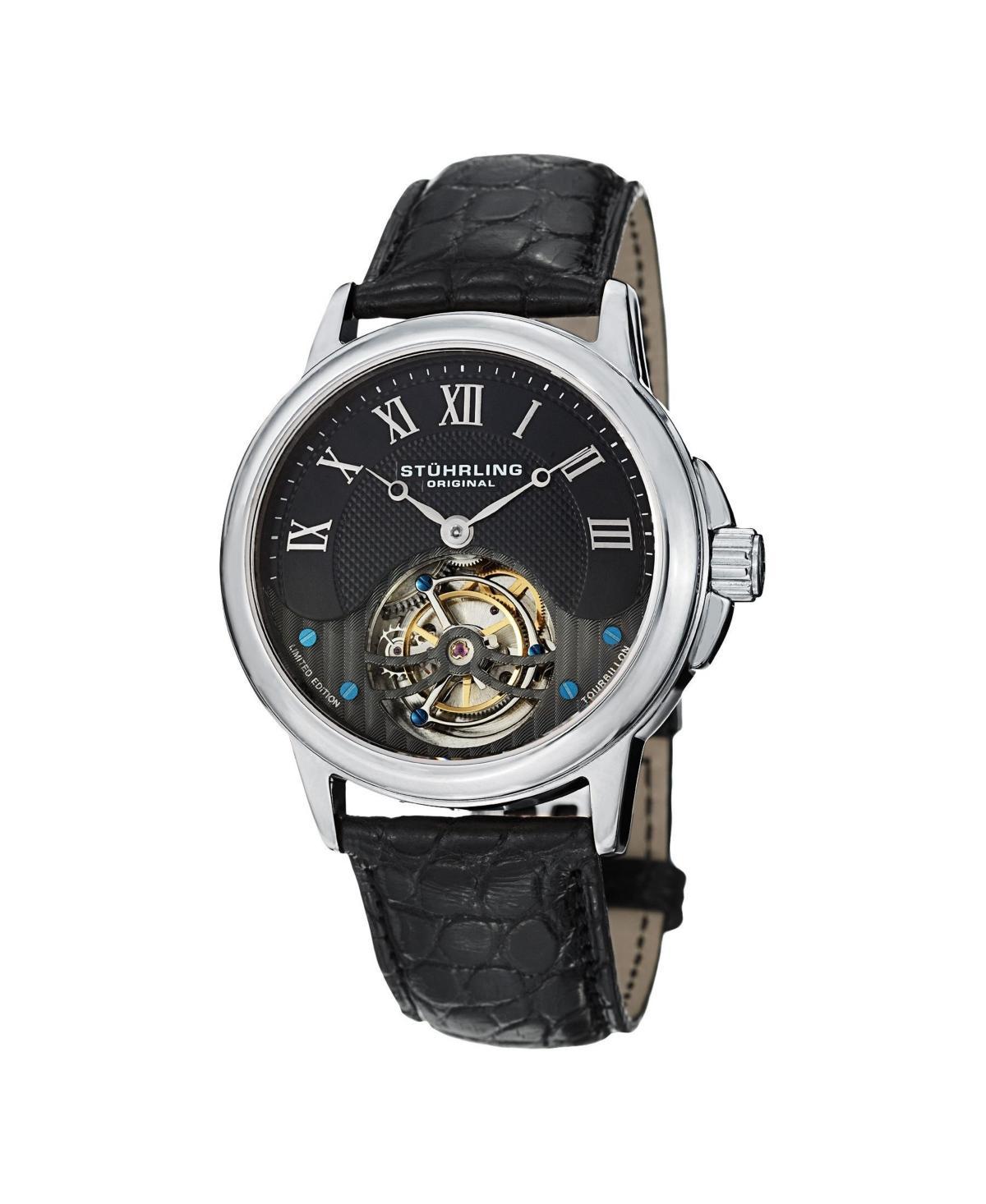 Stuhrling Original Model 541 Stainless Steel Case ,Genuine Alligator Strap, Exposed Tourbillon Movement Mens watch Product Image