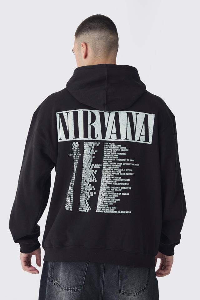 Tall Oversized Nirvana License Tour Date License Hoodie | boohooMAN USA Product Image