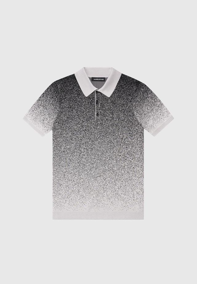 Ombré Knit Polo Top - Grey/Black Male Product Image