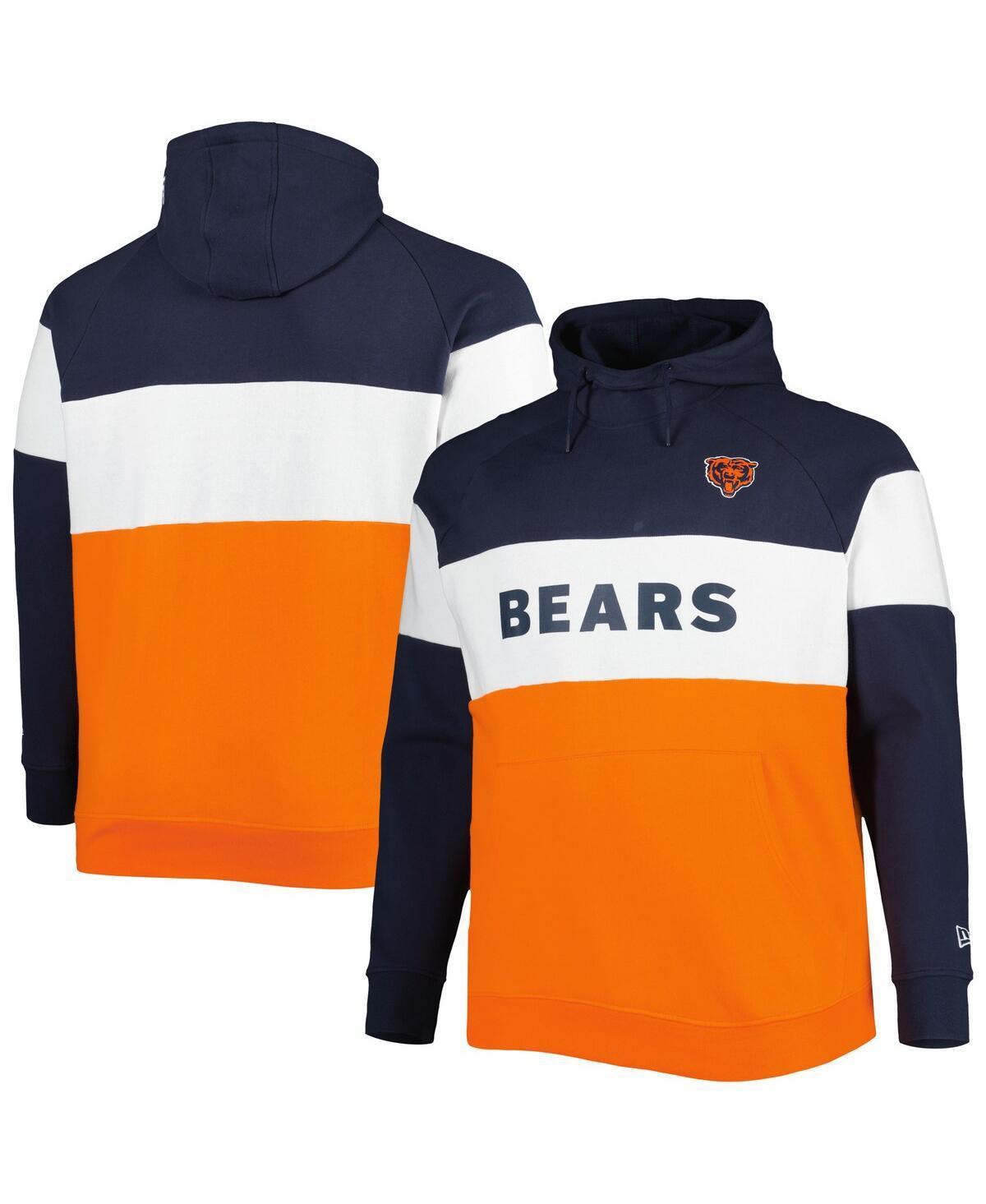 Mens New Era /Navy Chicago Bears Big & Tall Current Colorblock Raglan Fleece Pullover Hoodie Product Image