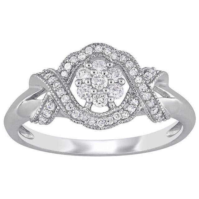 Stella Grace 10k White Gold 1/3 Carat T.W. Diamond Floral Engagement Ring, Womens Product Image