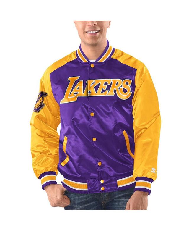 Mens Starter Purple Los Angeles Lakers Renegade Satin Full-Snap Varsity Jacket - Purple Product Image