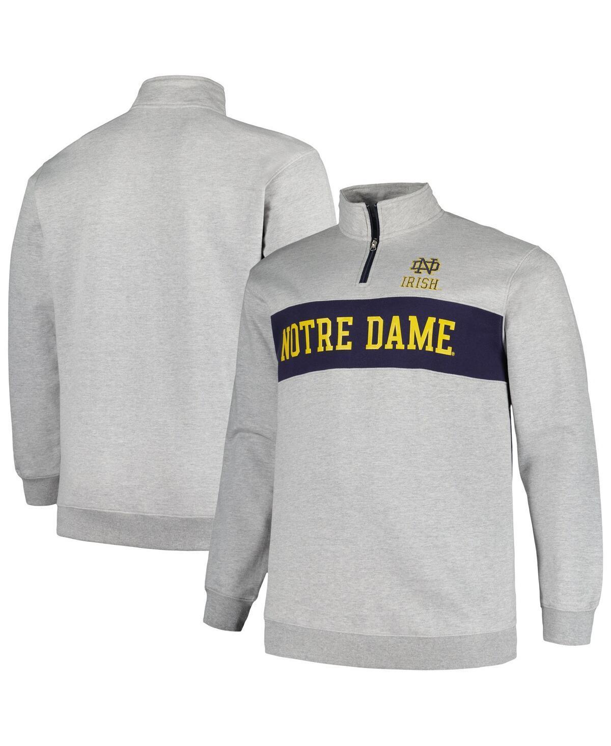 Mens Profile Heather Gray Notre Dame Fighting Irish Big & Tall Fleece Quarter-Zip Jacket Product Image