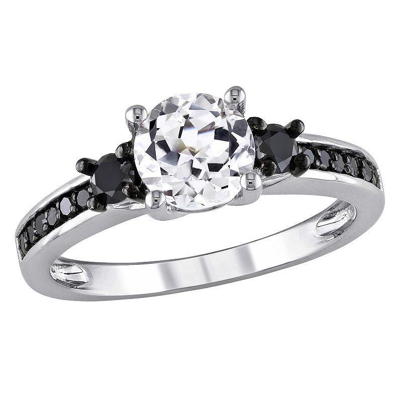 Stella Grace Lab-Created White Sapphire and Black Diamond Engagement Ring in Sterling Silver (1/3 ct. T.W.), Womens Product Image