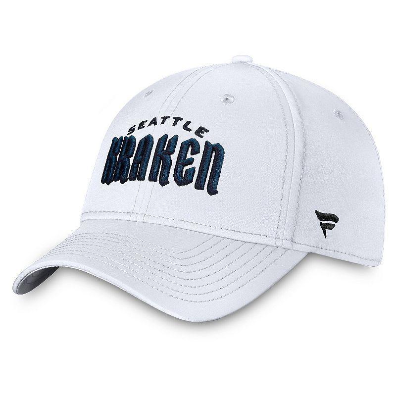 Mens Fanatics Branded White Seattle Kraken Wordmark Flex Hat KRK White Product Image