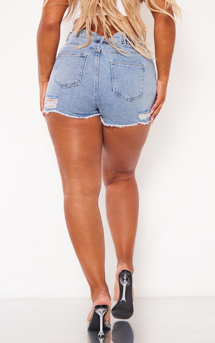 PRETTYLITTLETHING Shape Acid Blue Wash Ripped Denim Shorts Product Image