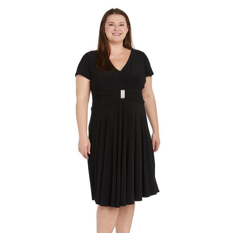 Plus Size R&M Richards Sculpt Waist Fit & Flare Dress with Rhinestone Detail, Womens product image