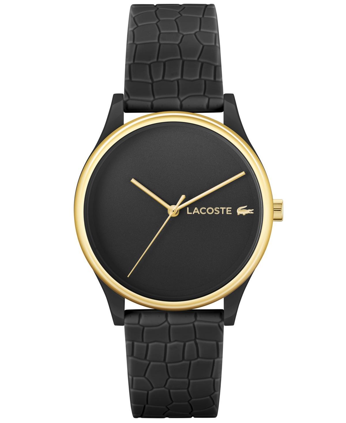 Lacoste Womens Crocodelle Black Silicone Strap Watch 36mm Womens Shoes Product Image